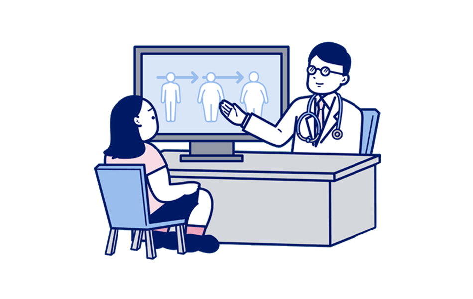 医師の診察を受ける女性のイラスト
